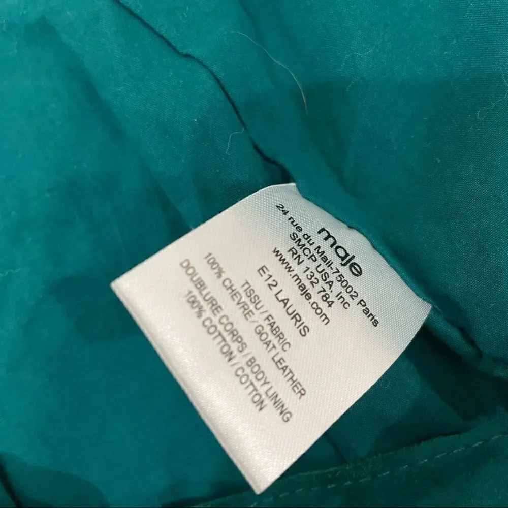 MAJE  Suede Emerald Green Teal Buckle Wrap Mini Skirt NWOT